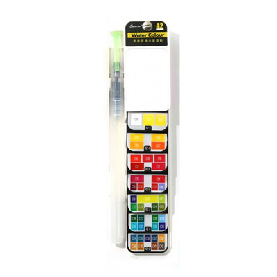

18253342 Colors Superior Portable Watercolor Paint Set With Water Brush Pen Foldable Travel Painting Pigment For Art Supplies