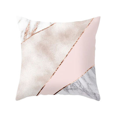 

Hot Geometric Simple Alphabet Pattern Peach Suede Gold Shining Printed Throw Pillow Case Home