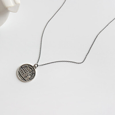 

Sterling Silver Necklace New Retro Coin Tag Necklace Female Wild Silver Chain