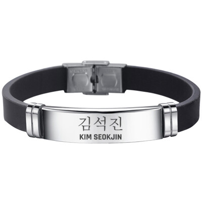 

BTS EXO GOT7 Black Pink Seventeen Twice Stainless Steel Sports Bracelet Combination Logo Adjustable Bracelet