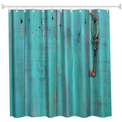 

Blue Door &Key Polyester Shower Curtain Bathroom Curtain High Definition 3D Printing Water-Proof