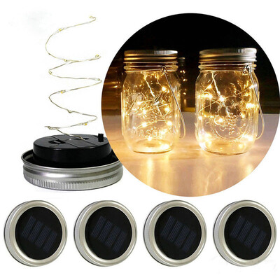 

Siaonvr LED Fairy Light Solar For Mason Jar Lid Insert Color Changing Garden Decor MR
