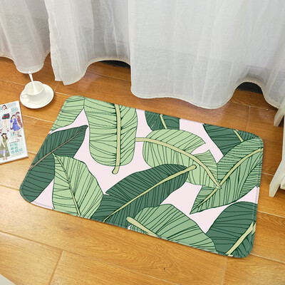 

Gobestart Tropical Plant leaves Pattern Polyester Bathroom Kitchen Carpet 40x60cm