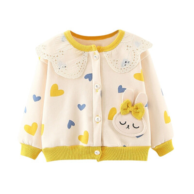 

Cute Baby Girl Clothes Cartoon Rabbit Pattern Girls Jackets Coats Toddler Kids Jacket Outwear Button Tops Warm Children Clothing