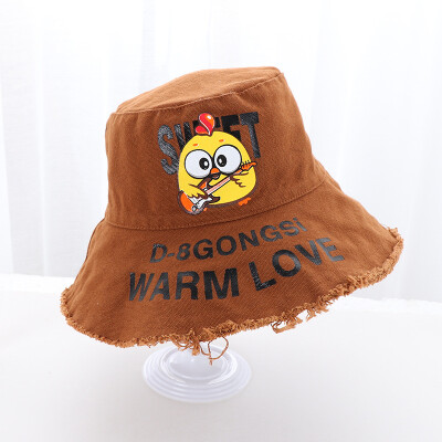 

New Korean version of female summer fringed bonnet cartoon letters printing&dyeing fisherman bonnet sunshade sunscreen hat