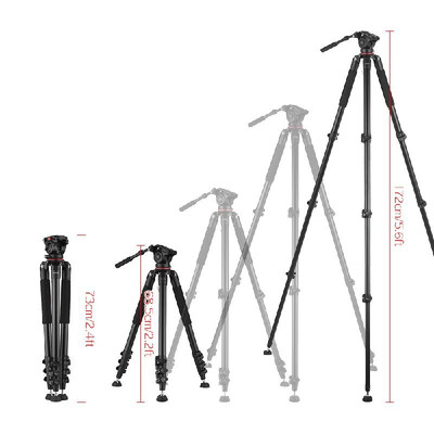 

Andoer 56ft Professional Heavy Duty Video Camcorder Tripod with Fluid Dray Head Quick Release Plate 15kg Payload with Carry Bag