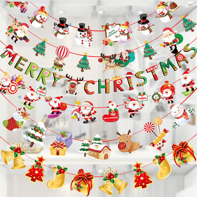 

Ke Liying 4 loaded Christmas bunting pull flag flag Christmas hanging flag Christmas gift Christmas window decoration cartoon pull flag