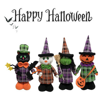 

Halloween Desktop Standing Decor Extensible Cat Witch Ghost Pumpkin Dolls Halloween Home Bar Party Decoration for Kids Gifts