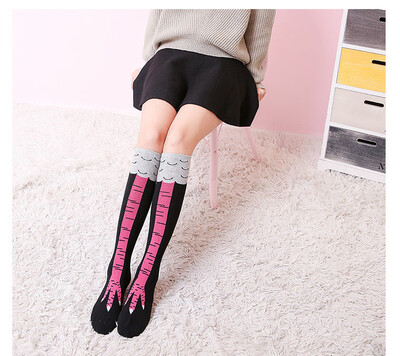 

Funny 3D Chicken High Socks Cartoon Animals Thigh Stockings Creative Womens Men