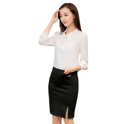 

Women Blouse Long Sleeve Stand Collar Bow Blouses Elegant Ladies Chiffon Blouse Tops Fashion Office Work Wear -2XL