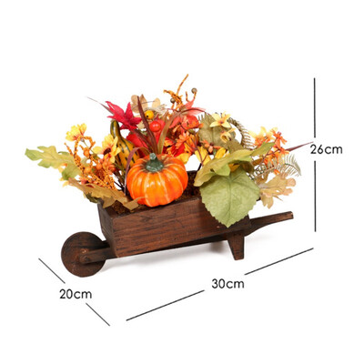 

Artificial Maple Leaves Berries Pumpkin With Wooden Trolley Stand Holiday Table Decorations Plantas Decoracion Artificial Plants