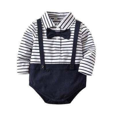 

Baby Bodysuits Gentlemens Style Outfits Cotton Long-sleeve Toddler Girls Dresses 2019 New Infant Boy Girl Baby Clothing 0-4Y