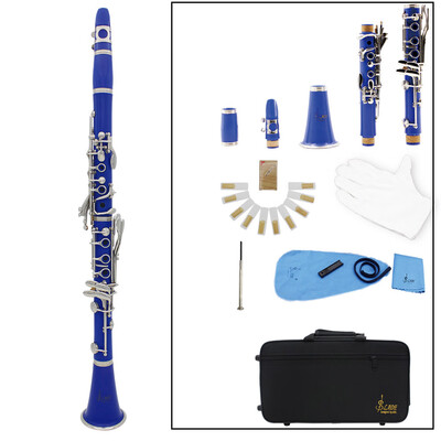 

Clarinet ABS 17 Key bB Flat Soprano Binocular Clarinet with Cleaning Cloth Gloves 10 Reeds Screwdriver Reed Case Woodwind Instrum