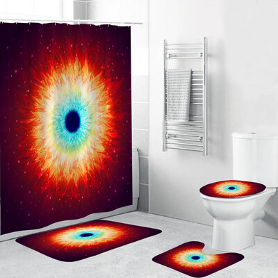 

Toponeto 4PCS Non Slip Toilet Polyester Cover Mat Set Bathroom Shower Curtain