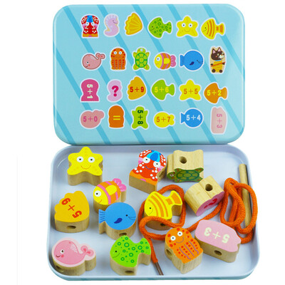 

Tailored Baby Kids Wooden Toys Stringing Threading Beads Learning Educational Gifts