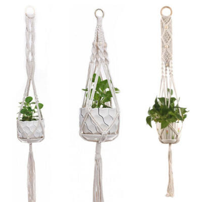 

Handmade Plant Hanger Pot Holder Macrame Cord Cotton Hanging Basket Home Garden