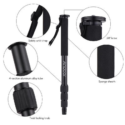 

Andoer Aluminum Alloy 4-Section Telescopic Photography Monopod Portable Unipod Holder 38 Inch Screw Mounts Bracket for DSLR Camer