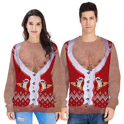 

Toponeto Mens Casual Christmas Lover 3D Print Party Long Sleeve Hoodie Top Blouse