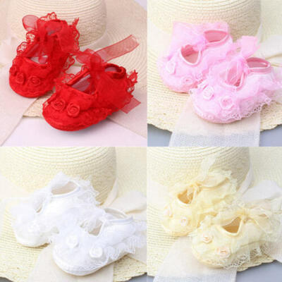 

Newborn Infant Baby Girl Princess Non-Slip Lace Flower Baby Shoes Soft Sneaker