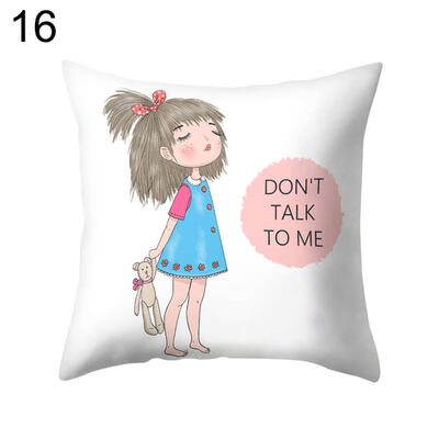 

Adorable Cute Girl Letter Throw Pillow Case Cushion Cover Sofa Bed Car Decor