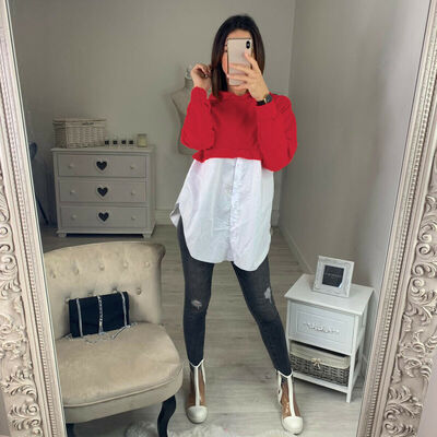 

New 2019 Womens Autumn Long Sleeve Patchwork Shirt Top Jumper Hoodie Blouse