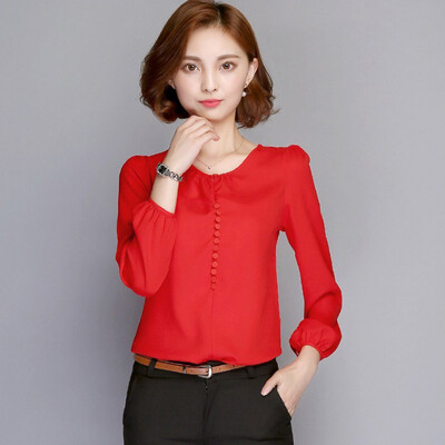 

White Blouses Korean Women Long Sleeve Autumn Chiffon Blouse Shirts Ladies Casual Office Elegant Blusas Tops