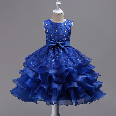 

Newest Dresses Girls Children Princess Girls Embroidery Beaded Sequined Gauze Dance Performances Sleeveless Big Bow Dress