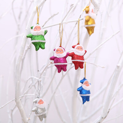 

6Pcs Mini Santa Claus Doll Glitter Hanging Pendant Christmas Tree Ornament Gift