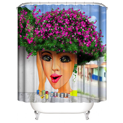 

Toponeto New Waterproof Shower Curtain with 12 Hooks 3D Printed Bathroom Polyester