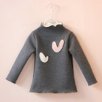 

Childrens sweater Love print plus velvet thick Turtleneck girls sweater autumn winter long sleeve Cotton warm pullover tops kid