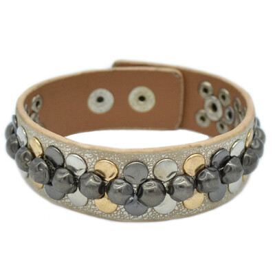

Silver Punk Rivet Men Bracelet 1 PC Retro Polyurethane Leather Bracelet
