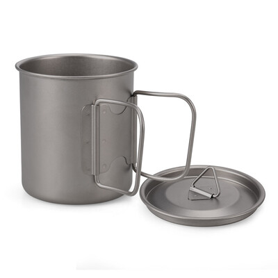 

Lixada Ultralight Titanium Cup Outdoor Portable Camping Picnic Water Cup Mug with Foldable Handle
