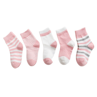 

5 PairsSets Boys Girls Cute Cartoon Stripe Pattern Cotton Socks Childrens Kids Novelty Design