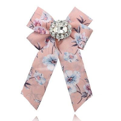 

Fashion Floral Statement Bowknot Brooch Pin Women Rhinestone Crystal Clip On Stud Bow Tie Pin