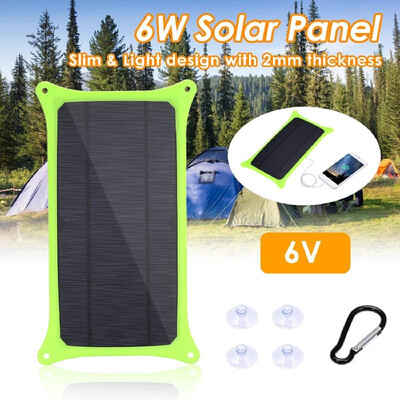 

6V 6W Solar Panel with USB Port Monocrystalline Silicon Solar Cell for Outdoor Camping Climbing Hiking Travel Compatible for Smart
