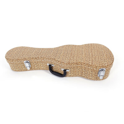 

Glarry 24" Concert Straw Braid Pattern Leather Ukulele Case Light Brown