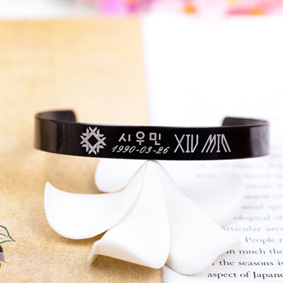 

Kpop EXO Equal Heel Peripheral Printed Titanium Steel Open Bracelet Unisex Pair Bracelet Hot Gift