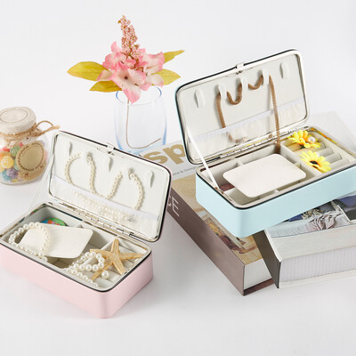 

Portable Jewelry Box Organizer Travel Leather Jewellery Ornaments Case Storage