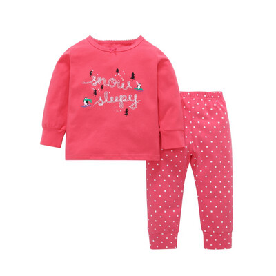 

2Pcs Autumn Winter Baby Girl Clothes Casual Printing Long Sleeve Pajamas Cartoon Kid Christmas Penguin Print Baby Clothes Set