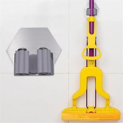 

Wall-mounted Mop Holder Hook Stainless Steel Strong Adhesive Rack Non-slip Design Clip Mop is Not Easy to Slip off