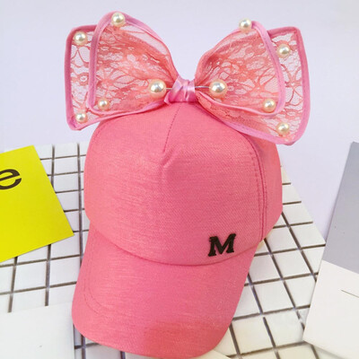 

Fashion Children Baseball Cap Spring Summer Pearl Bow Kids Sun Hat Boys Girls Hip Hop Caps