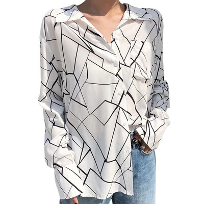 

Fashion Vintage Long Sleeve Button Down Pockets Striped Turn Collar Loose Blouse women Man Casual blusas Cosy Female clothes