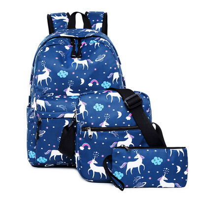 

Unicorn Teens Backpack for School Boys Girls School Bookbag Three-piece Suit Travel backpack