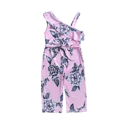 

Fashion Girls Summer Pants Children Print Off-Shoulder Sleeveless Suspenders Pants Overalls Trousers New Baby Girls Clothes