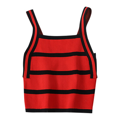 

Camisole Female Striped Personality Contrast Color Wear Slim Knitted Material Summer New Comfortable Fashion Atmosphere
