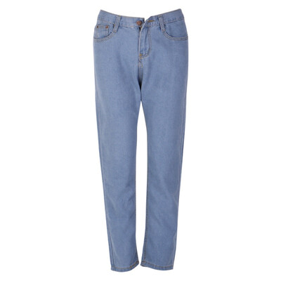 

ROPALIA Women High Waist Washed Light Blue Deep Bule True Denim Pants Fashion Women Jeans