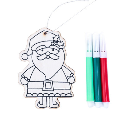 

Christmas Tree Festive Decoration Painting Brush Wood Slices Hanging Pendants Paintable Blank Xmas Tree Ornaments