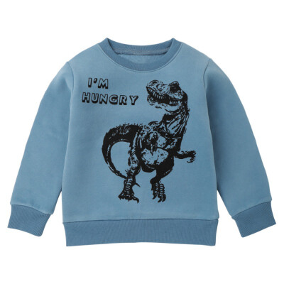 

New Boys Velvet Thickened Sweater Long Shirt Winter Clothes Dinosaur Pattern Printing Hoodies Cartoon Cloth