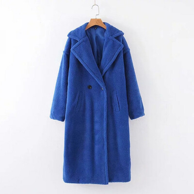 

Toponeto Women Outwear Long Sleeve Lamb Hair Lapel Warm Coat Plush Jacket Overcoat