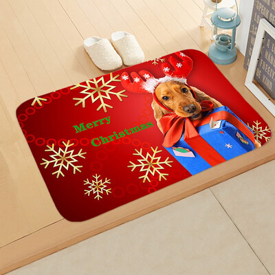 

New Christmas Festive Santa Claus Elk Mat Bedroom Bathroom Home Absorbent Non-Slip Mat 16X24In